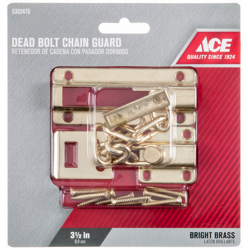 Ace 3.5 in. L Bright Brass Brass Dead Bolt Chain Guard