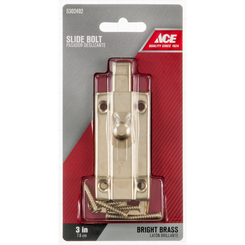 Ace Bright Brass Brass Slide Bolt