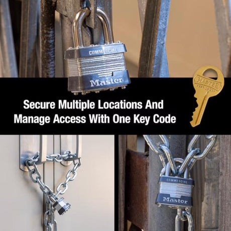 Master Lock 1.75 in. H X 1.75 in. W X 1-3/4 in. L Laminated Steel Dual Ball Bearing Locking Padlock