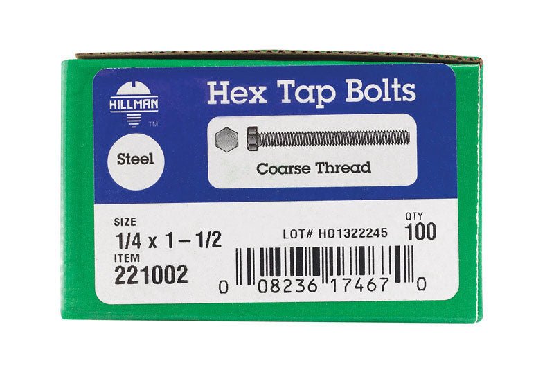 HEX TAP BOLT1/4X1.5BX100