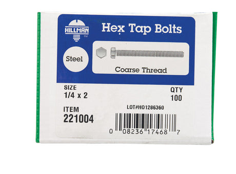 HEX TAP BOLT 1/4X2 BX100