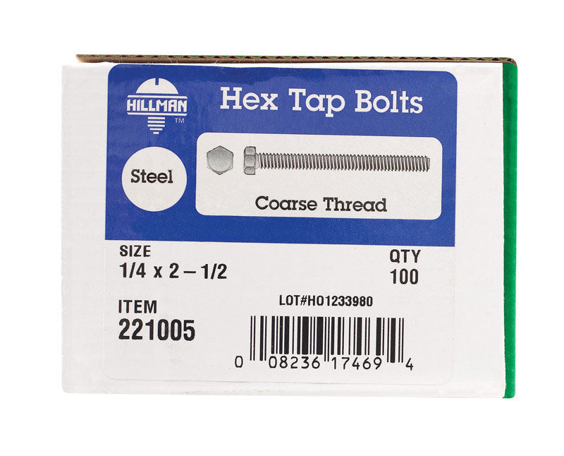 HEX TAP BOLT1/4X2.5BX100