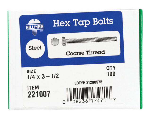 HEX TAP BOLT1/4X3.5BX100