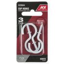 Ace Small White Steel 1.1875 in. L Cup Hook 20 lb 3 pk