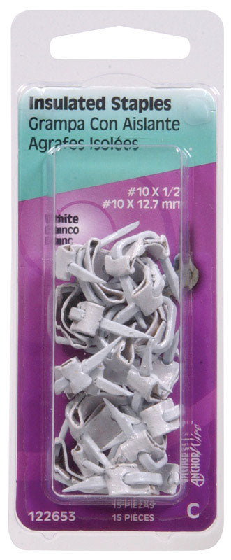 HILLMAN No. 10 X 1/2 in. W X 1/2 in. L White Steel Wire Staples 10 Ga. 15 pk