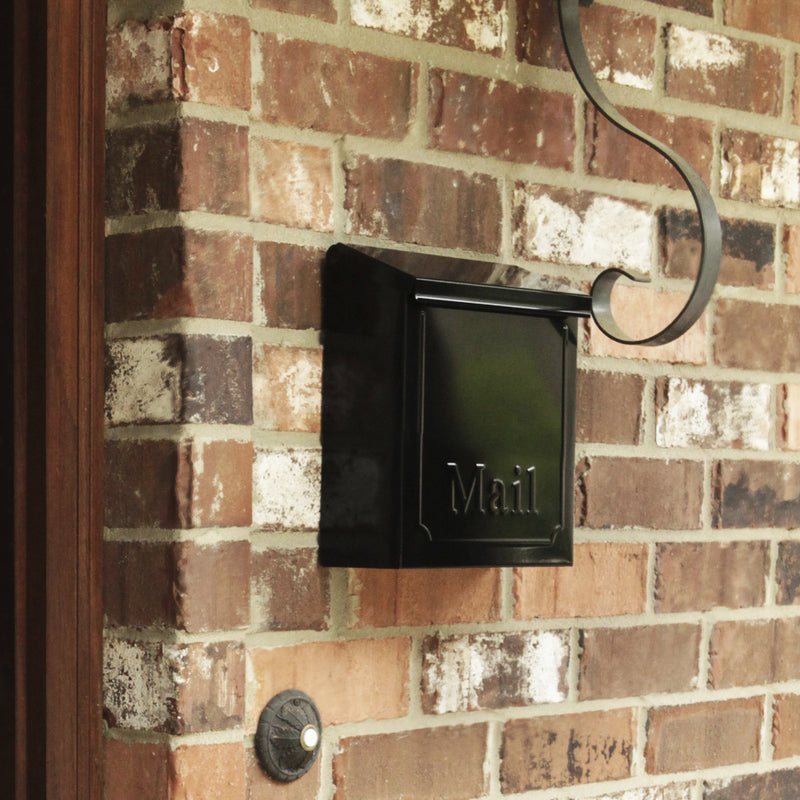 Gibraltar Mailboxes Townhouse Classic Galvanized Steel Wall Mount Black Mailbox