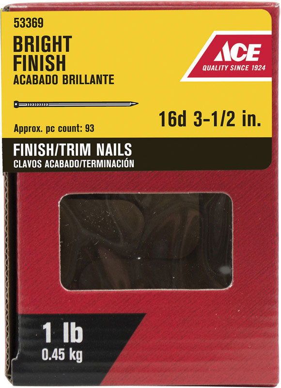 Ace 16D 3-1/2 in. Finishing Bright Steel Nail Countersunk Head 1 lb