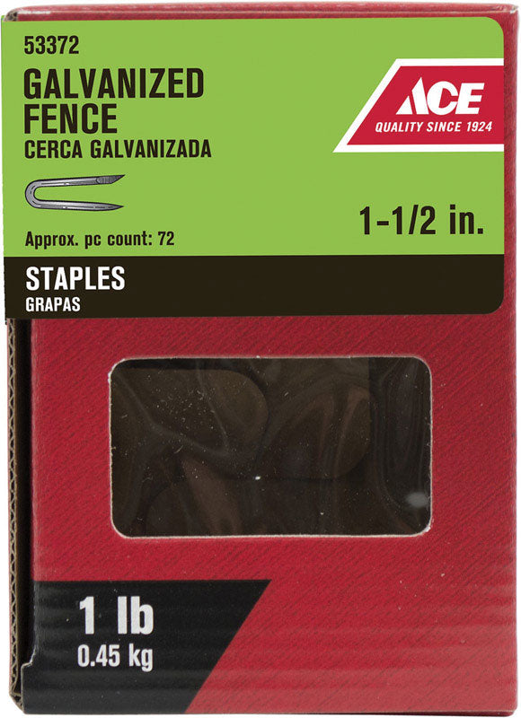 Ace 0.25 in. W X 1-1/2 in. L Galvanized Steel Fence Staples 1 lb