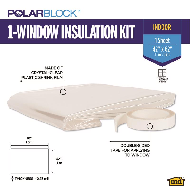 M-D Polar Block Clear Indoor Window Film Insulator Kit 42 in. W X 62 in. L