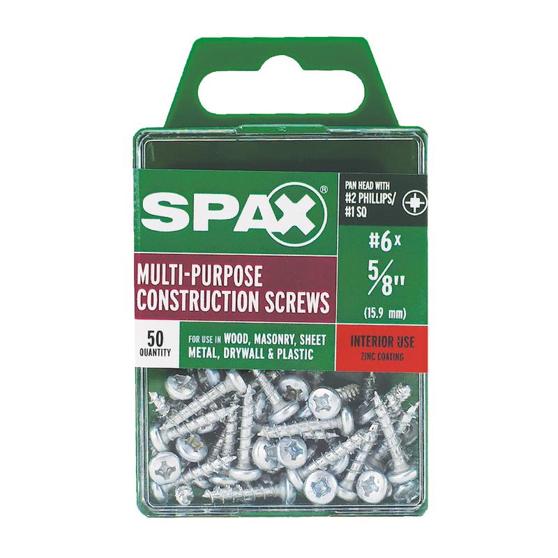 SPAX No. 6 X 5/8 in. L Phillips/Square Zinc-Plated Multi-Material Screw 50 pk