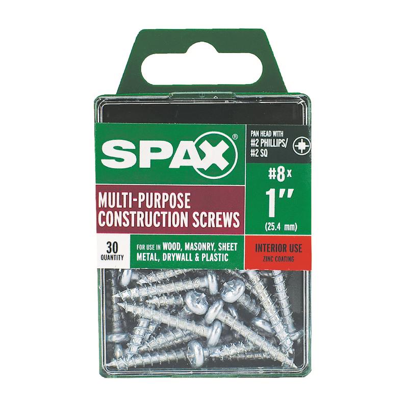 SPAX No. 8 X 1 in. L Phillips/Square Zinc-Plated Multi-Material Screw 30 pk