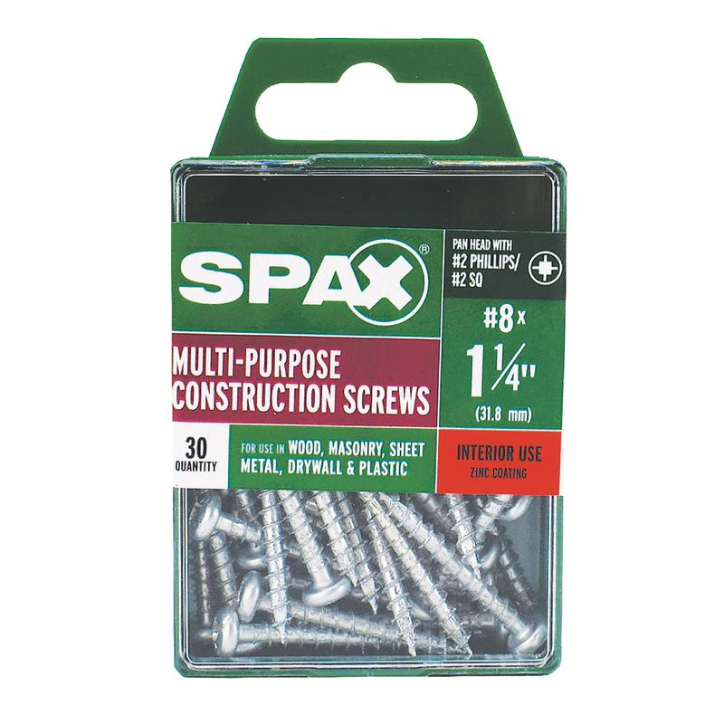 SPAX No. 8 X 1.25 in. L Phillips/Square Zinc-Plated Multi-Material Screw 30 pk