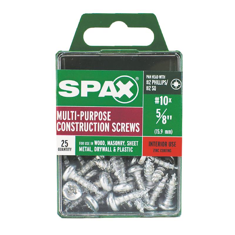 SPAX No. 10 X 5/8 in. L Phillips/Square Zinc-Plated Multi-Material Screw 25 pk