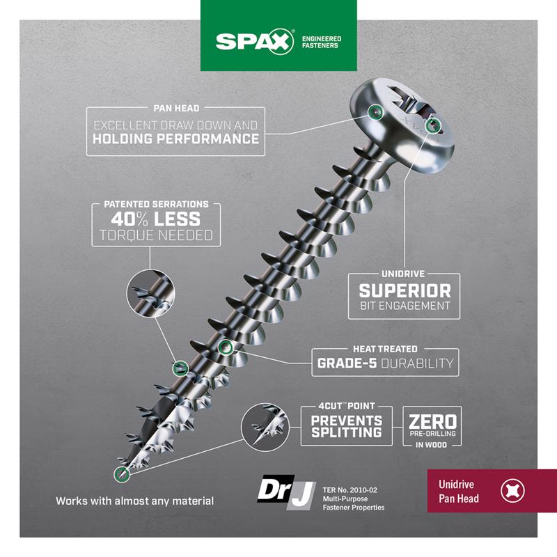 SPAX No. 10 X 3/4 in. L Phillips/Square Zinc-Plated Multi-Material Screw 20 pk