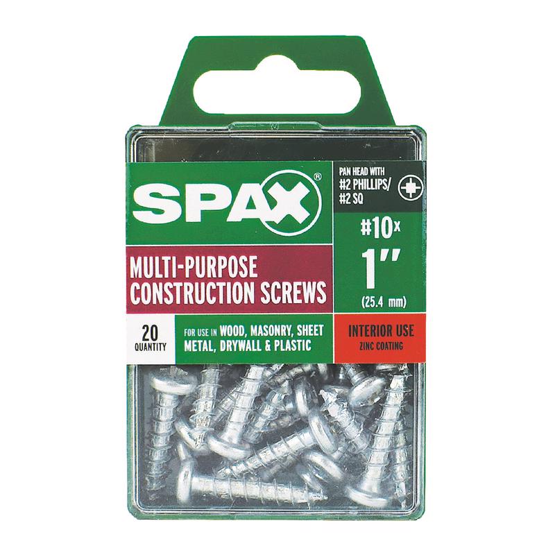 SPAX No. 10 X 1 in. L Phillips/Square Zinc-Plated Multi-Material Screw 20 pk