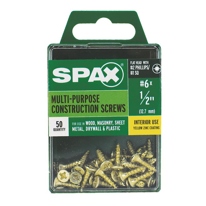 SPAX Multi-Material No. 6 Label X 1/2 in. L Unidrive Flat Head Construction Screws 50 pk