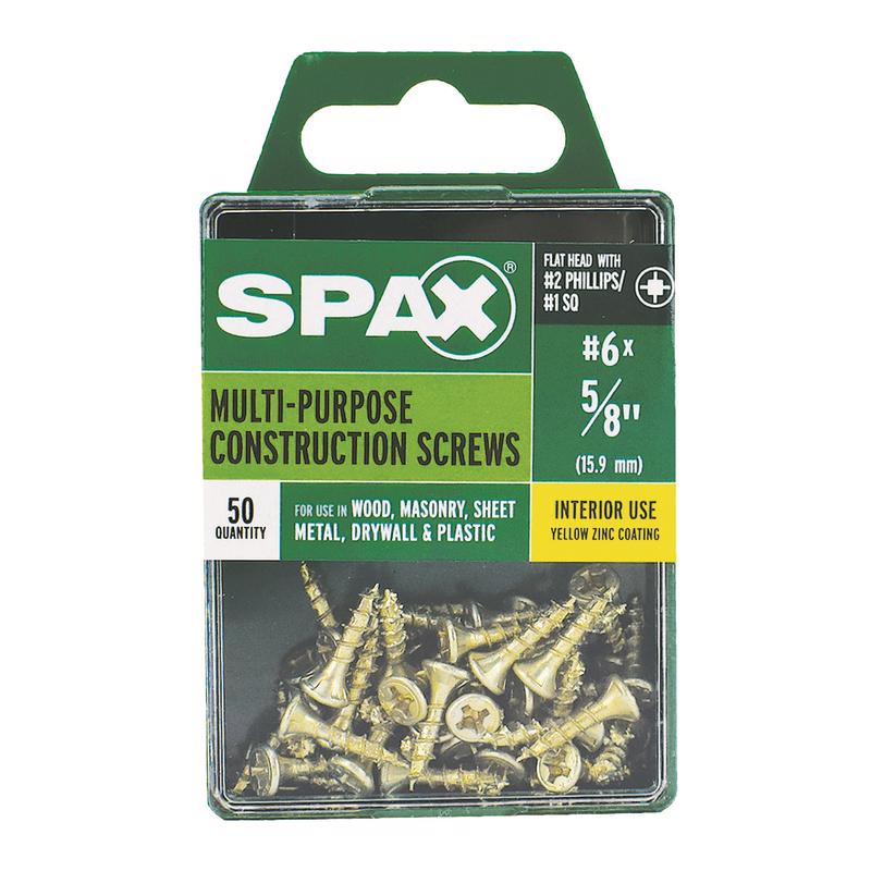 SPAX Multi-Material No. 6 Label X 5/8 in. L Unidrive Flat Head Construction Screws 50 pk