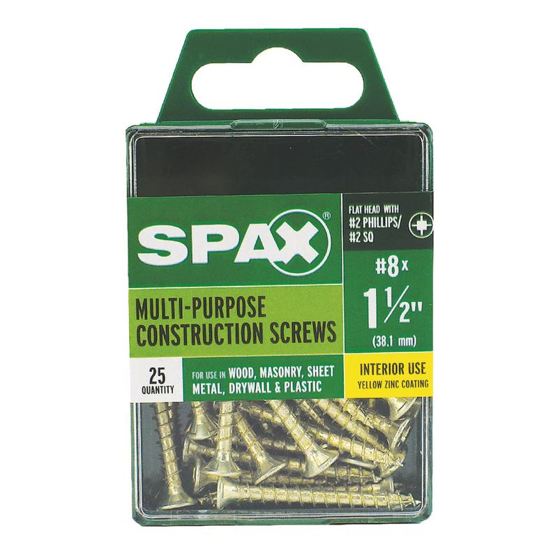 SPAX Multi-Material No. 8 Label X 1-1/2 in. L Unidrive Flat Head Construction Screws 25 pk