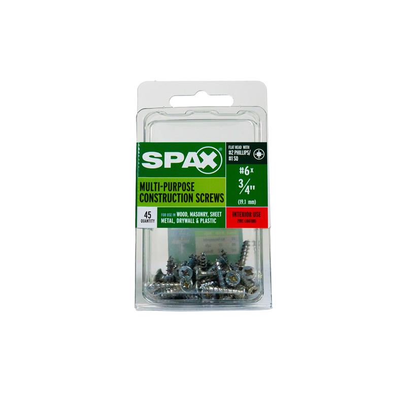 SPAX Multi-Material No. 6 Label X 3/4 in. L Unidrive Flat Head Construction Screws 45 pk