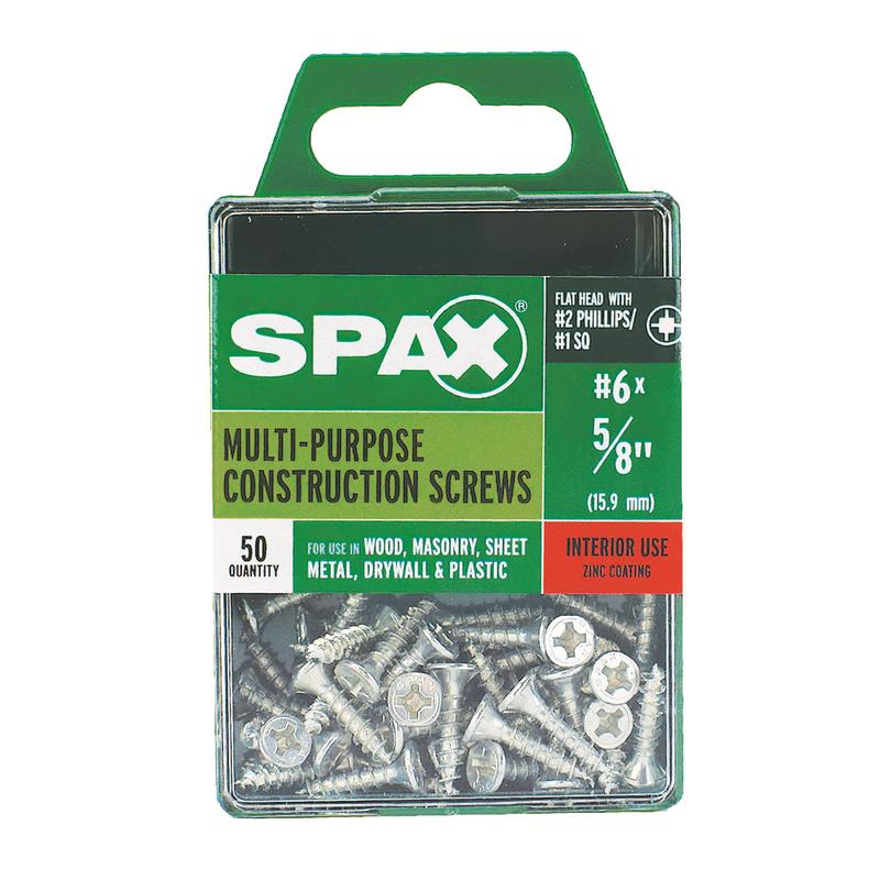 SPAX Multi-Material No. 6 Label X 5/8 in. L Unidrive Flat Head Construction Screws 50 pk