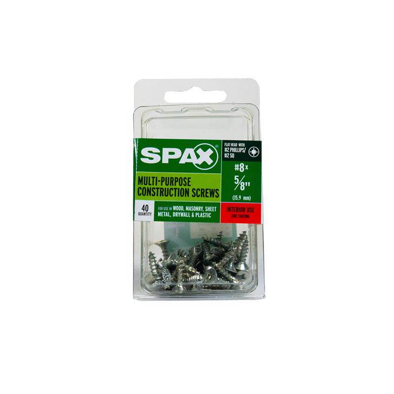 SPAX Multi-Material No. 8 Label X 5/8 in. L Unidrive Flat Head Construction Screws 40 pk