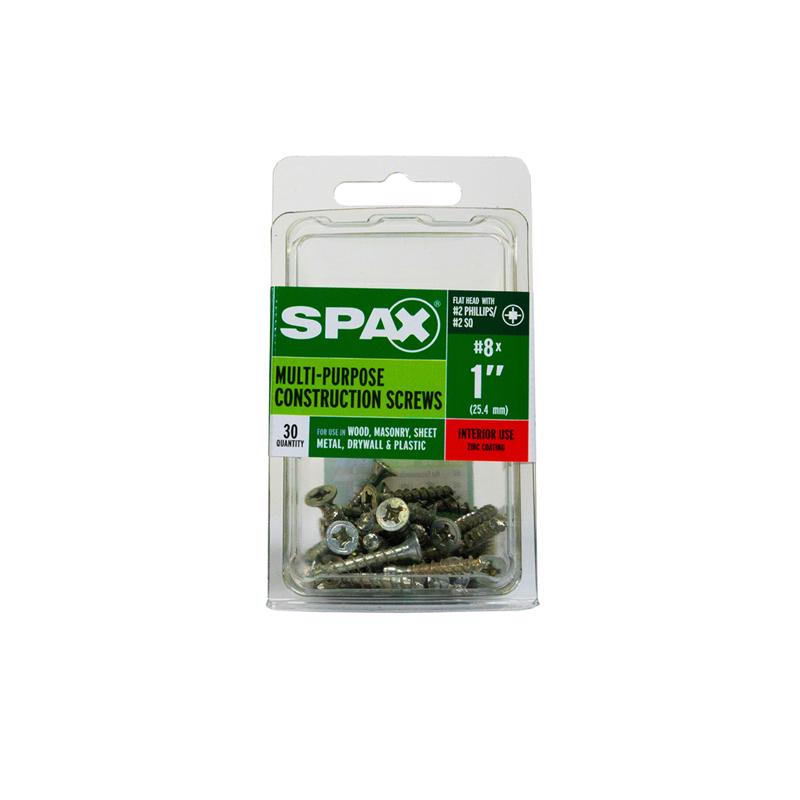 SPAX Multi-Material No. 8 Label X 1 in. L Unidrive Flat Head Construction Screws 30 pk