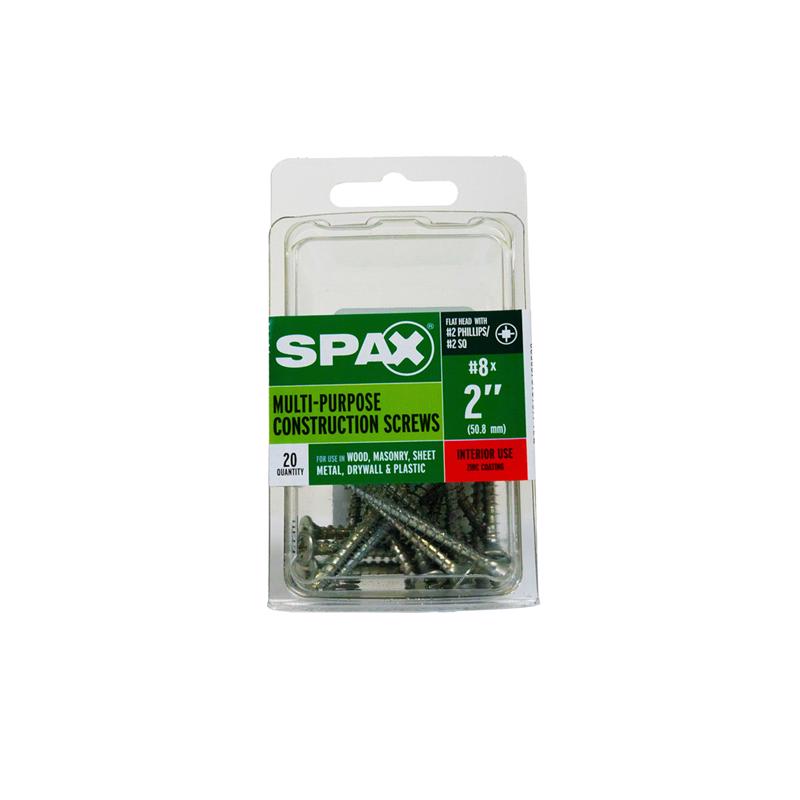 SPAX Multi-Material No. 8 Label X 2 in. L Unidrive Flat Head Construction Screws 20 pk