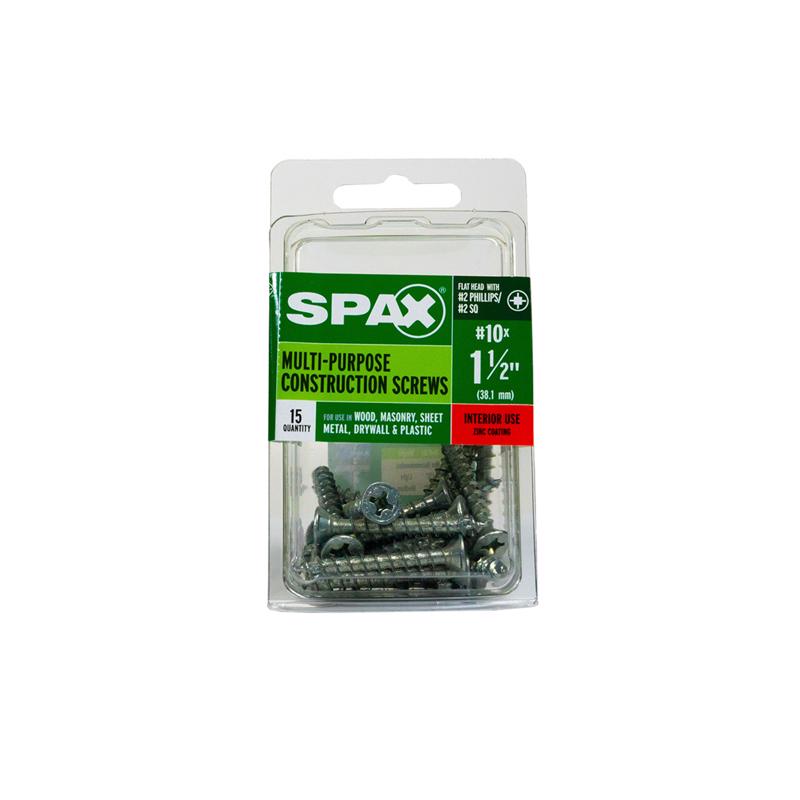 SPAX Multi-Material No. 10 Label X 1-1/2 in. L Unidrive Flat Head Construction Screws 15 pk