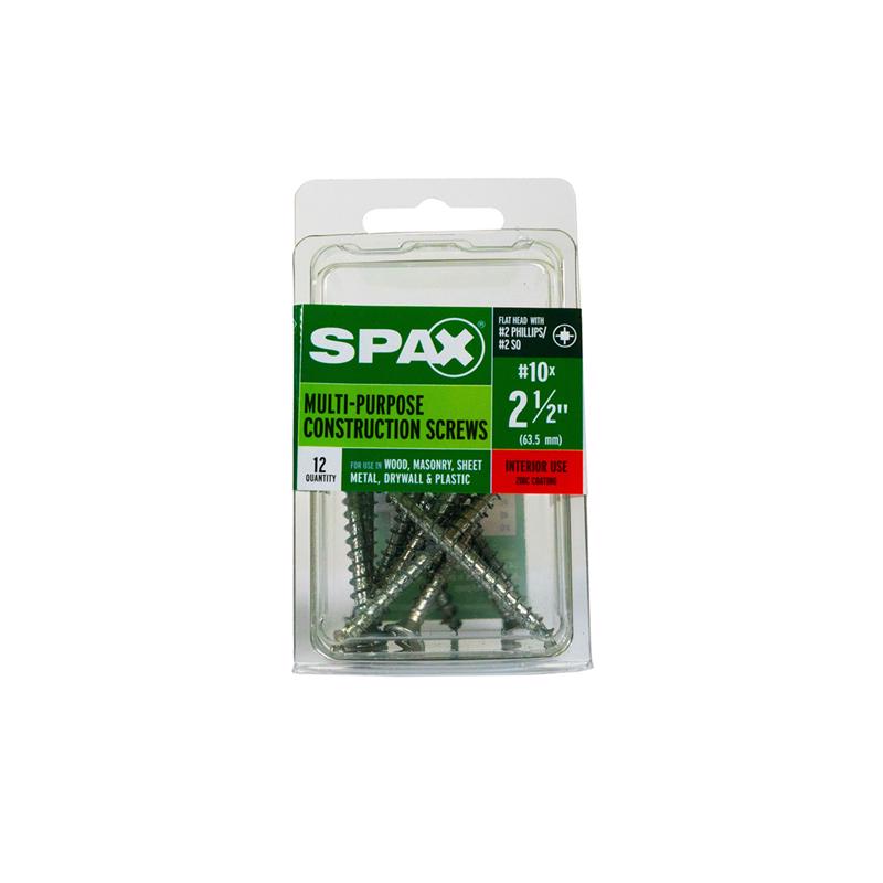 SPAX Multi-Material No. 10 Label X 2-1/2 in. L Unidrive Flat Head Construction Screws 12 pk