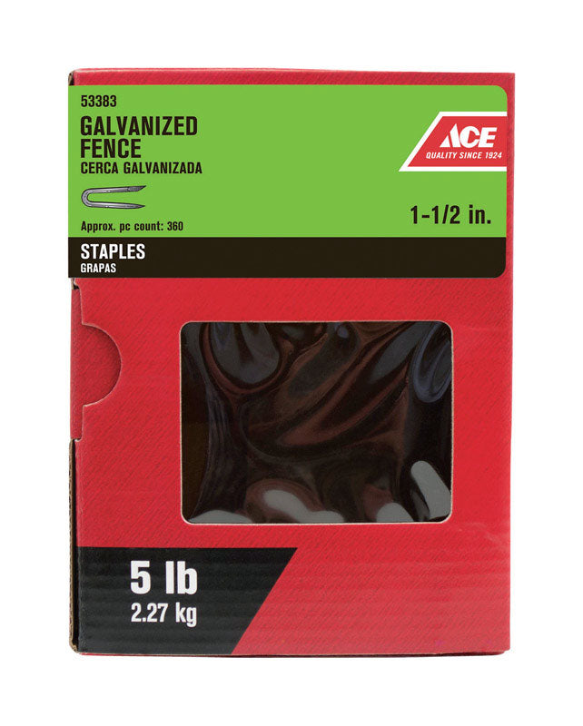 Ace 0.25 in. W X 1-1/2 in. L Galvanized Steel Fence Staples 5 lb