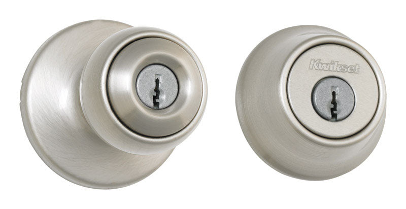 Kwikset Polo Satin Nickel Entry Lock and Single Cylinder Deadbolt 1-3/4 in.