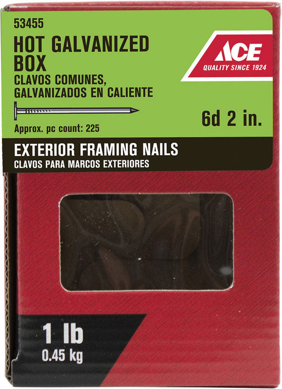 Ace 6D 2 in. Box Hot-Dipped Galvanized Steel Nail Flat Head 1 lb