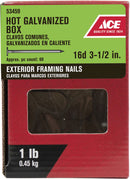 Ace 16D 3-1/2 in. Box Hot-Dipped Galvanized Steel Nail Flat Head