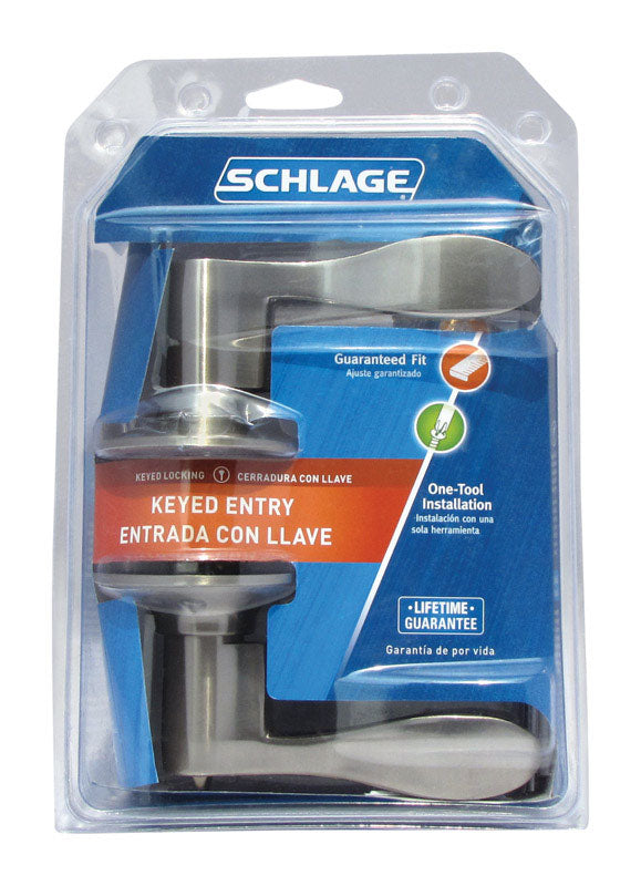 Schlage Accent Satin Nickel Entry Lockset 1-3/4 in.