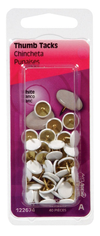 THUMB TACKS 5/16"WHT40PK