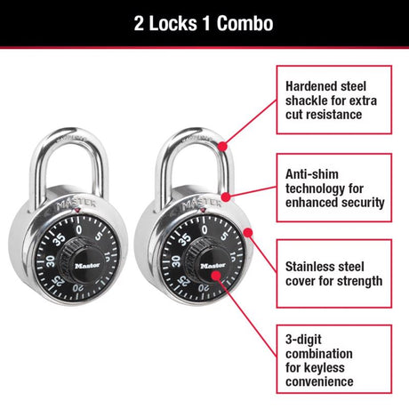 Master Lock 2 in. H X 7/8 in. W X 1-7/8 in. L Steel Anti-Shim Technology Padlock Keyed Alike