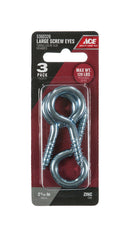 Ace 9/32 in. D X 2-5/16 in. L Zinc-Plated Steel Screw Eye 120 lb. cap. 3 pk
