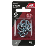 Ace Medium Zinc-Plated Silver Steel 1 in. L Heavy S-Hook 20 lb 6 pk