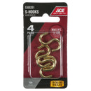 Ace Medium Bright Brass Green Brass 1 in. L Heavy S-Hook 15 lb 4 pk