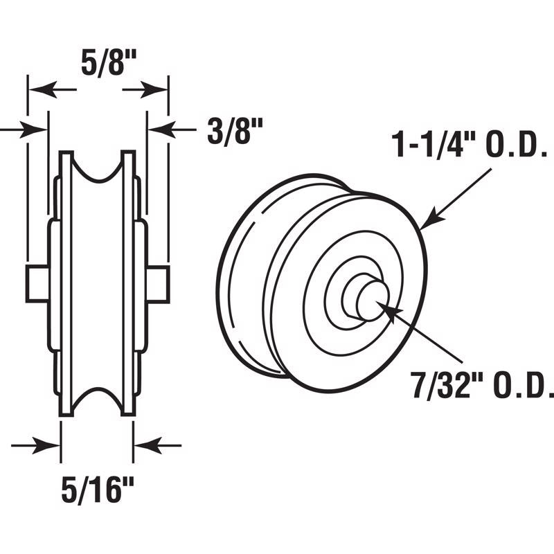 Prime-Line 1-1/4 in. D X 5/16 in. L Steel Roller Assembly 2 pk