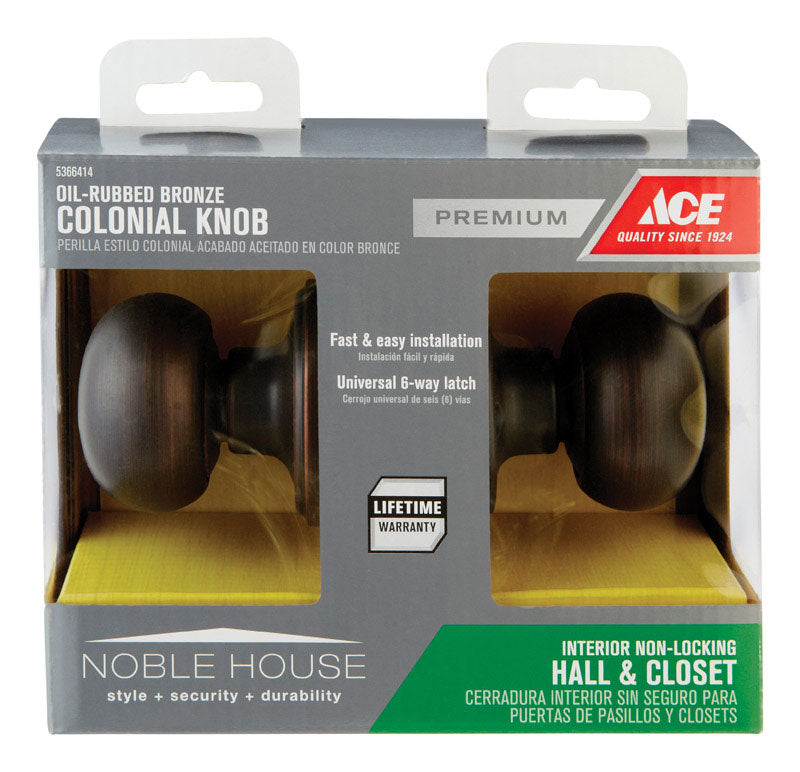 Ace Colonial Oil Rubbed Bronze Passage Lockset 1-3/4 in.