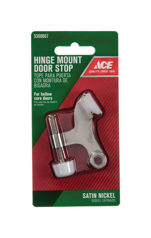 Ace Metal Satin Nickel Silver Hinge Pin Door Stop Mounts to door and wall