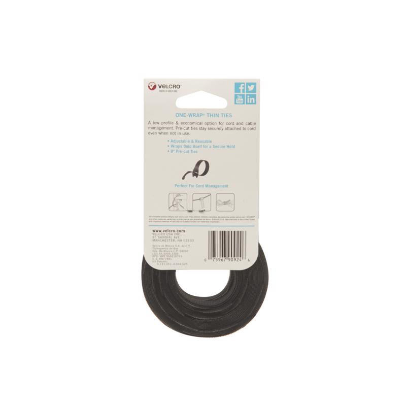 VELCRO Brand ONE-WRAP Medium Nylon Ties 8 in. L 50 pk