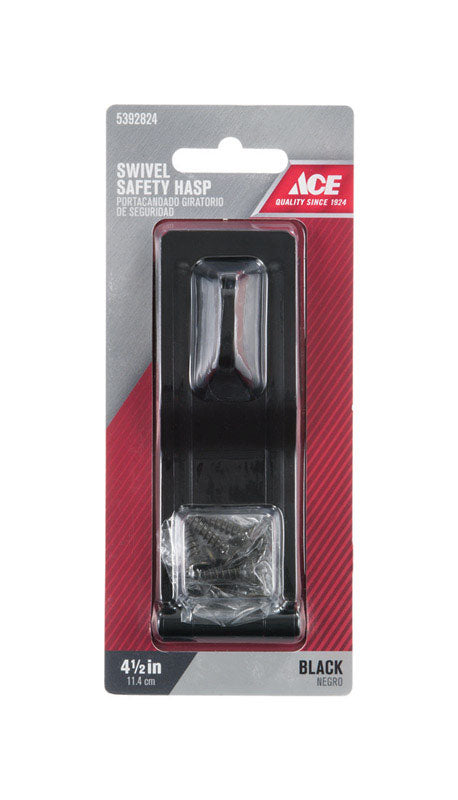 Ace Black Steel 4-1/2 in. L Swivel Staple Safety Hasp