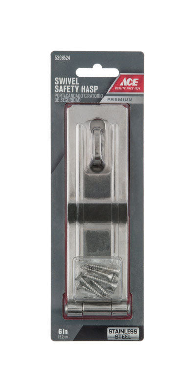 Ace Stainless Steel 6 in. L Swivel Staple Safety Hasp