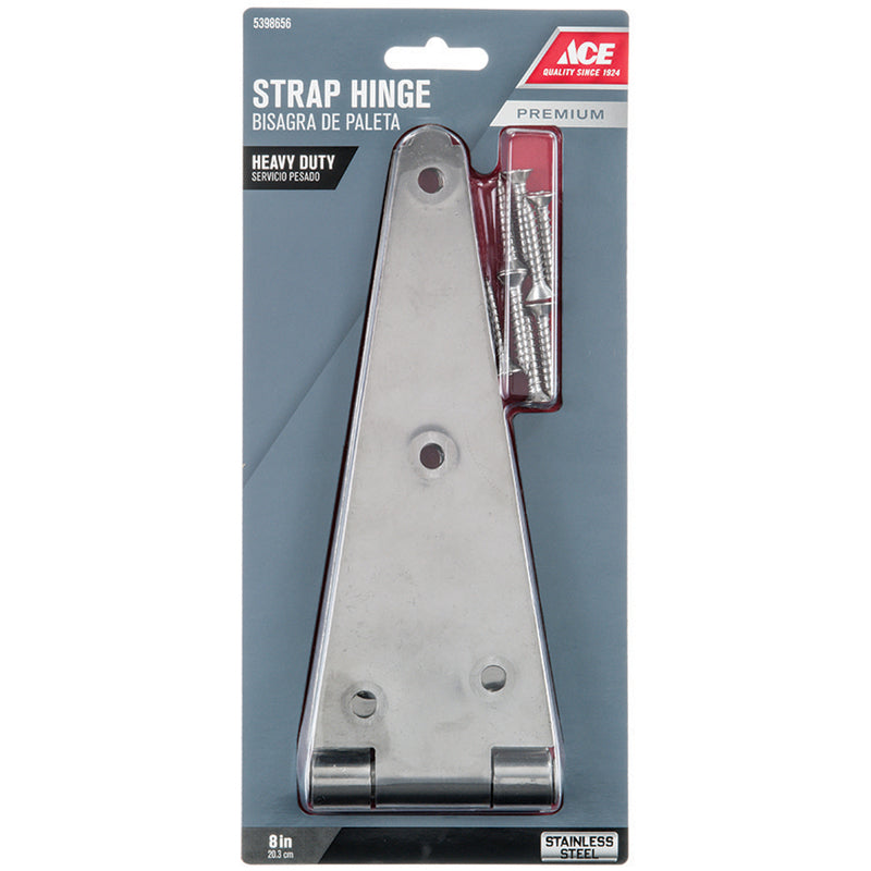 Ace 8 in. L Stainless Steel Heavy Duty Strap Hinge 1 pk