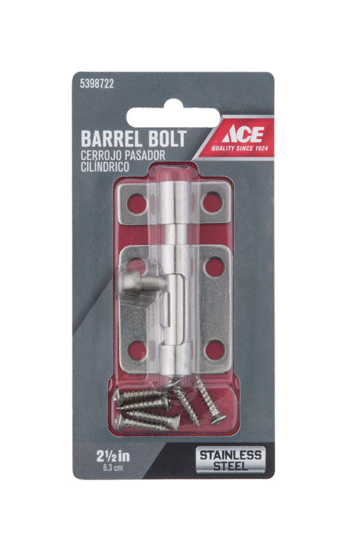 Ace 2.5 in. L Polished Stainless Steel Heavy Duty Barrel Bolt 1 pk