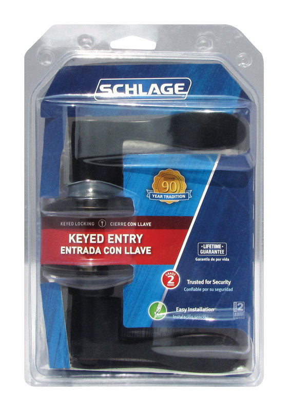 Schlage Accent Aged Bronze Entry Lockset 1-3/4 in.