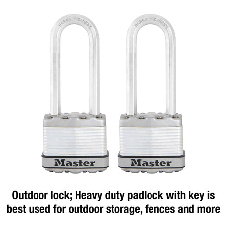 Master Lock 1-9/16 in. H X 11/16 in. W X 1-3/4 in. L Steel Dual Ball Bearing Locking Padlock Keyed A
