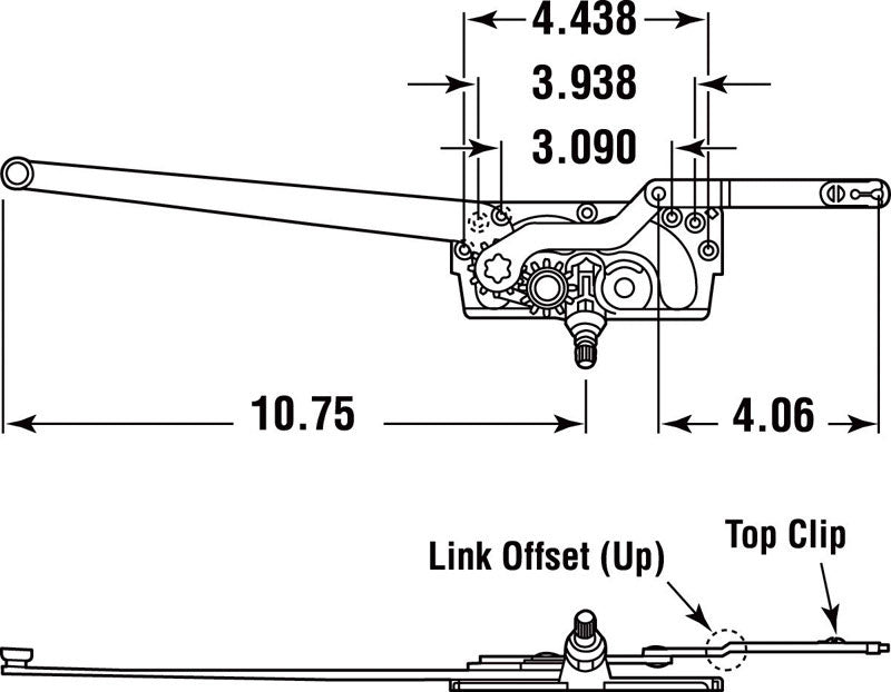 Prime-Line Gray Steel Left Dual-Arm Casement Window Operator For EntryGard